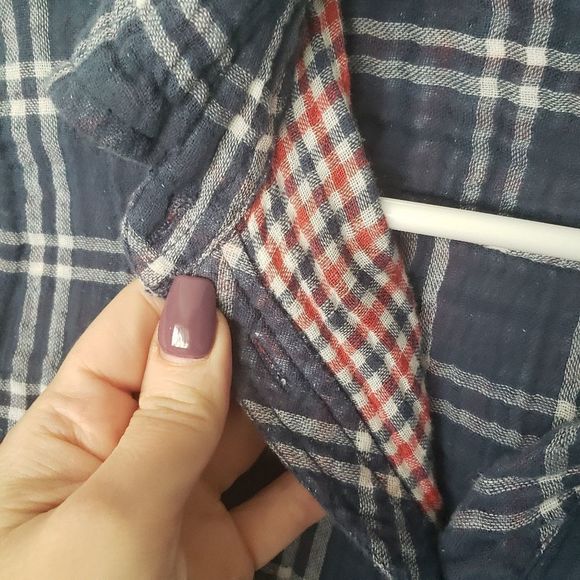 California Moon Rise Plaid Blue Red Shirt Medium button down - Picture 4 of 5
